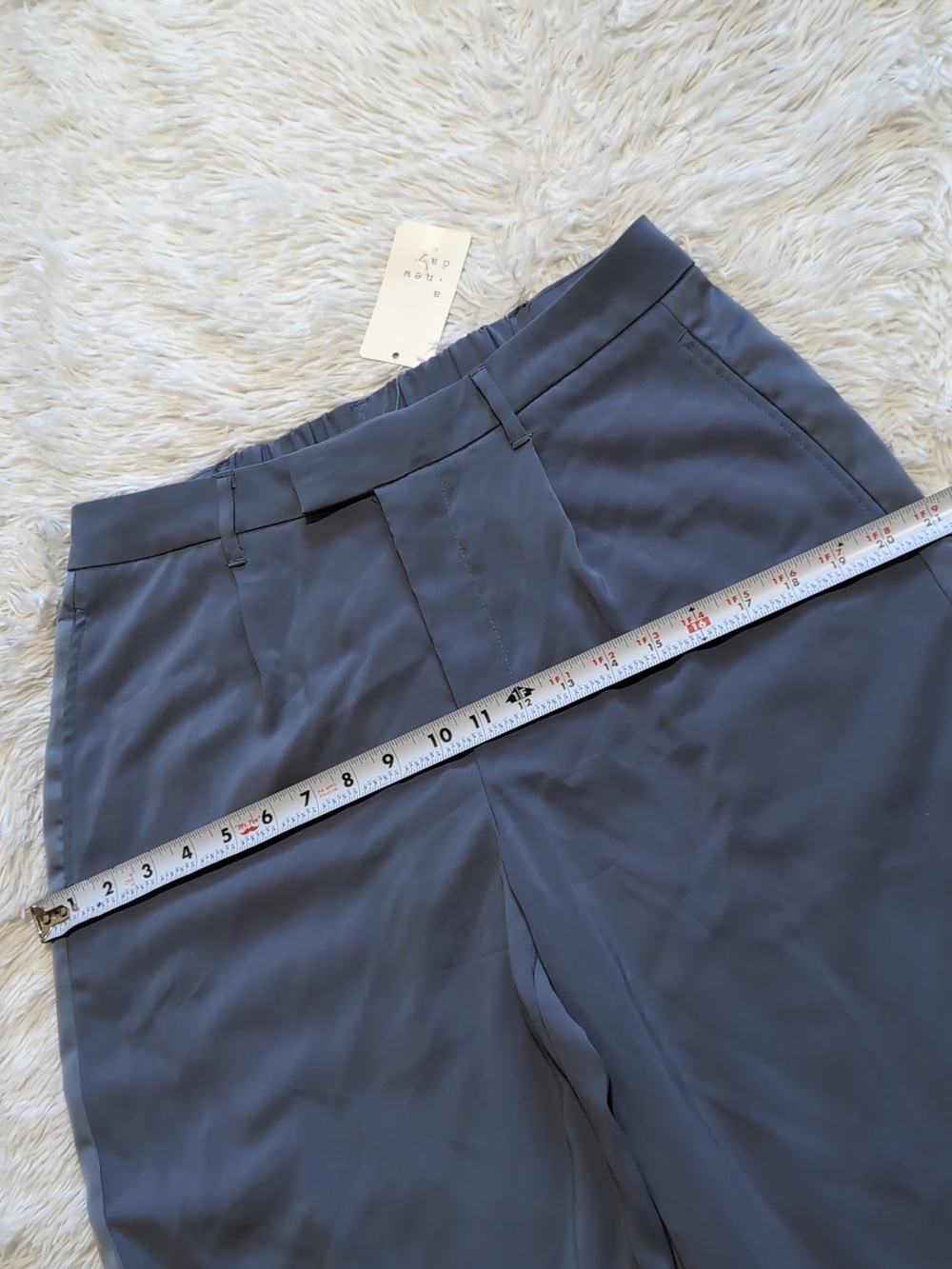 NWT A New Day Blue-Grey Wide Leg Satin Tuxedo Stripe High Rise Pants Size 8 - Picture 9 of 11